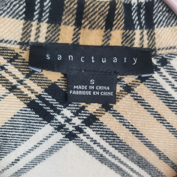 Sanctuary Toffee Plaid Button Down Shacket size S - Picture 3 of 7